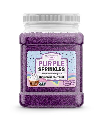 Unpretentious Purple Sprinkles, 4 Cups, Bright &amp; Colorful, Decorative &amp; Fun Topping for Baking