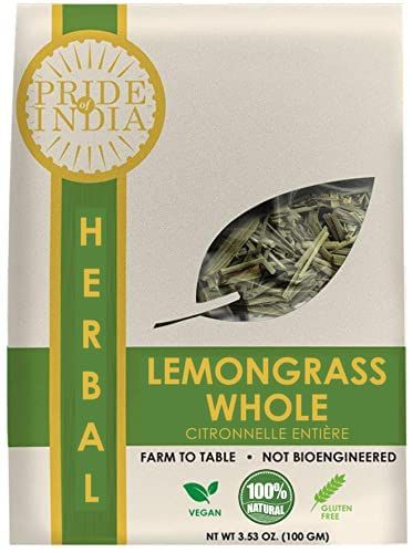 Pride Of India - Natural Dry Indian Lemongrass Herb, 3.53oz (100gm) Full Leaf - Certified and Authentic Indian Herb - Perfect for Cooking, Soups, Salads, Marinades 50+ Servings