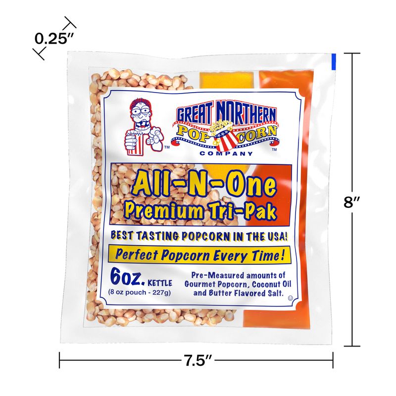 6 oz. Popcorn Packs - Pre-Measured, Movie Theater Style, All-in-One Kernel, Salt, Oil Packets for Popcorn Machines by Great Northern Popcorn (40 Case)