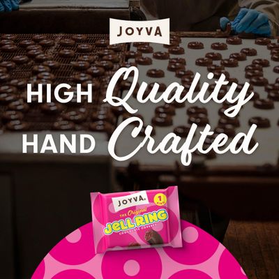 Joyva Original Jell Rings | Box of 96 | Sweet Jell Center with Smooth Dark Chocolate Coating | Kosher Parve | Free of Dairy, Gluten, Soy, and Preservatives