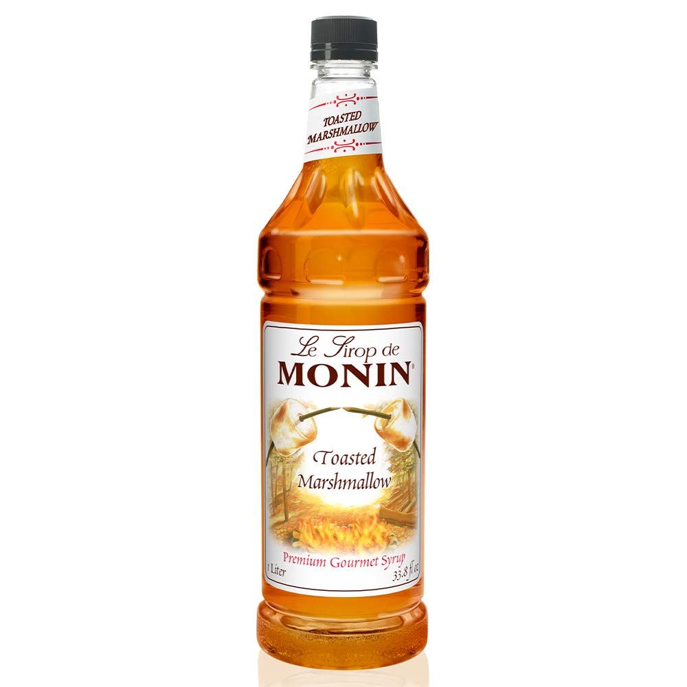 Monin - Toasted Marshmallow Syrup, Marshmallow &amp; Caramel Flavor, Great for Cocoas, Lattes, &amp; Shakes, Non-GMO, Gluten-Free (1 Liter)