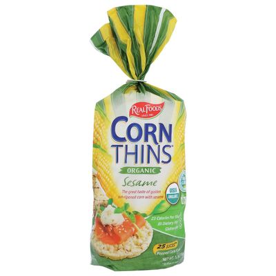 REAL FOODS Organic Sesame Corn Thins, 5.3 OZ