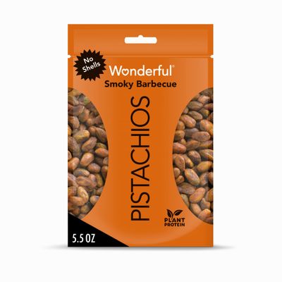 Wonderful Pistachios No Shells, Smoky Barbecue Flavored Nuts, 5.5 Ounce Resealable Bag, Protein Snacks, Gluten Free, Healthy Snack