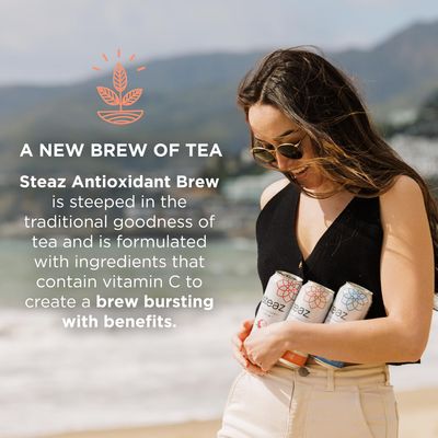 Steaz - Organic Green Tea - Blueberry Pomegranate (12 Pack) - Antioxidant Brew - 65mg Natural Caffeine, 90 Calories, Vitamin C - Cane Sugar Sweetened Iced Tea - Vegan - 12 Cans, 16 fl oz (473mL)