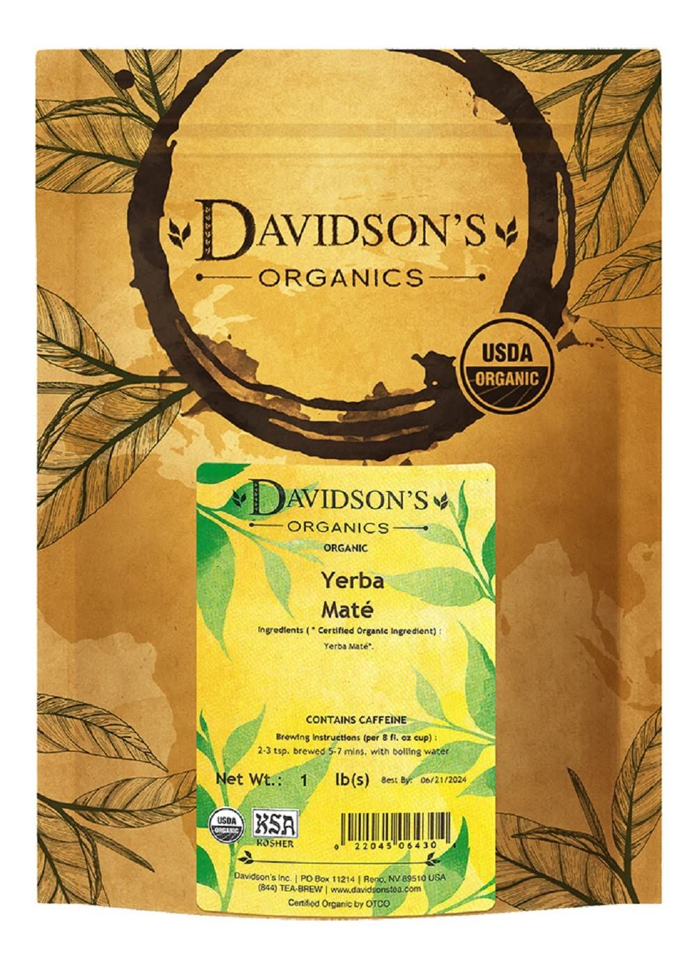 Davidson&#39;s Organics, Yerba Mate, Loose Leaf Tea, 16-Ounce Bag