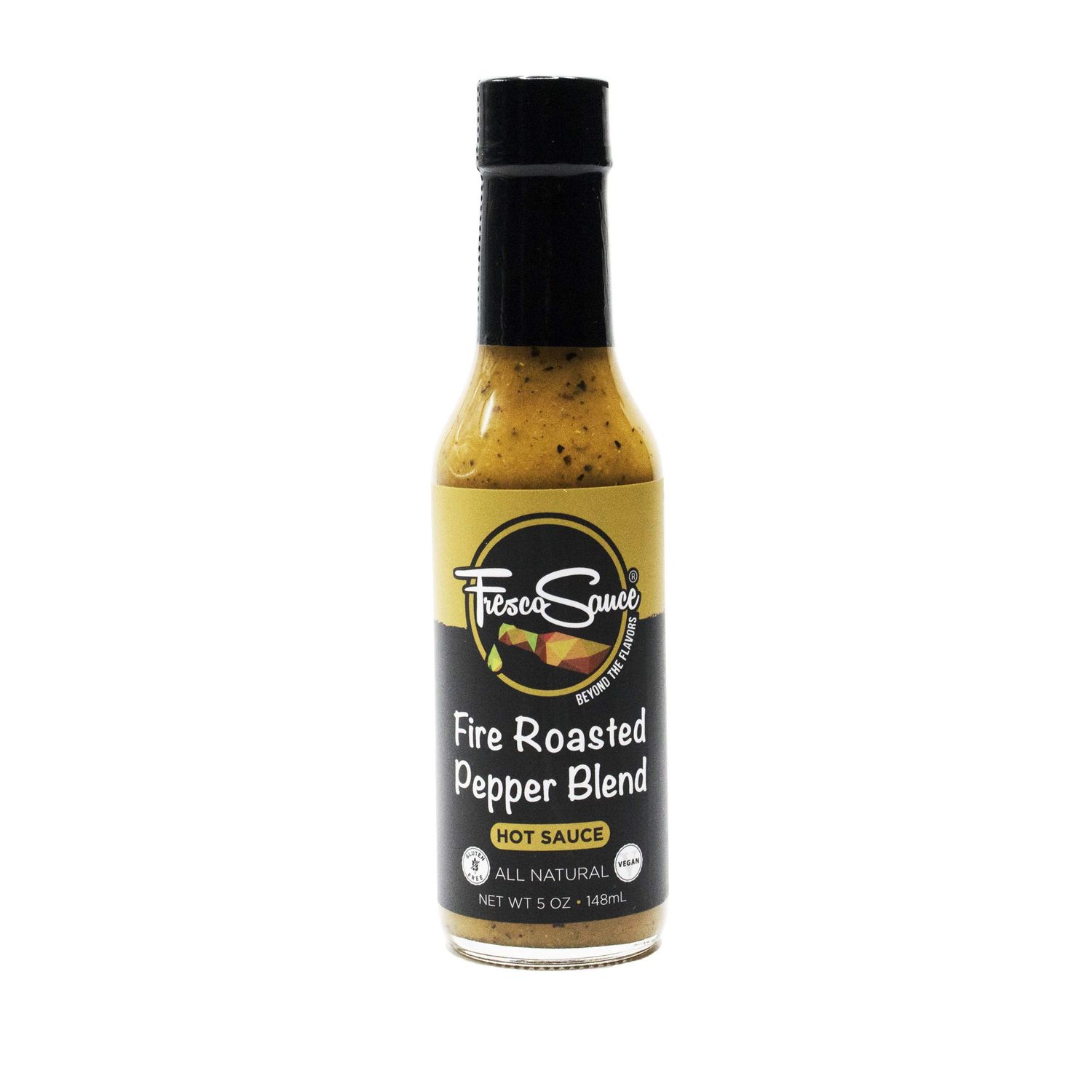 Fire Roasted Pepper Blend Hot Sauce by Fresco Sauce - Jalapeno &amp; Serrano Peppers - Flavorful - All Natural- Vegan - Vinegar Free - Gluten Free - 5 fl oz