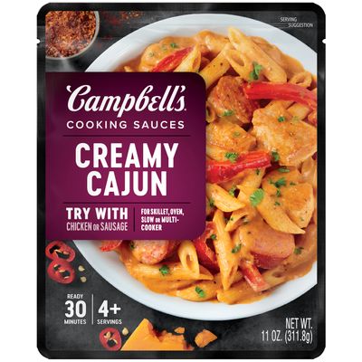 Campbells Cooking Sauces, Creamy Cajun Sauce, 11 Oz Pouch