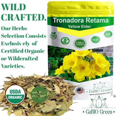 Gabio Green-Tronadora Retama, 4 oz/114 Gr pound gr Premium Quality tronadora tea, resealeble bag, yellow elder herbs, tronadora hierba Non GMo, Resealable bag. 4 oz/ 114 Gr.