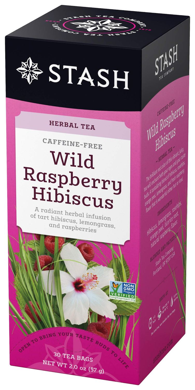Stash Tea Wild Raspberry Hibiscus Herbal Tea, 6 Boxes of 30 Tea Bags Each (180 Tea Bags Total)