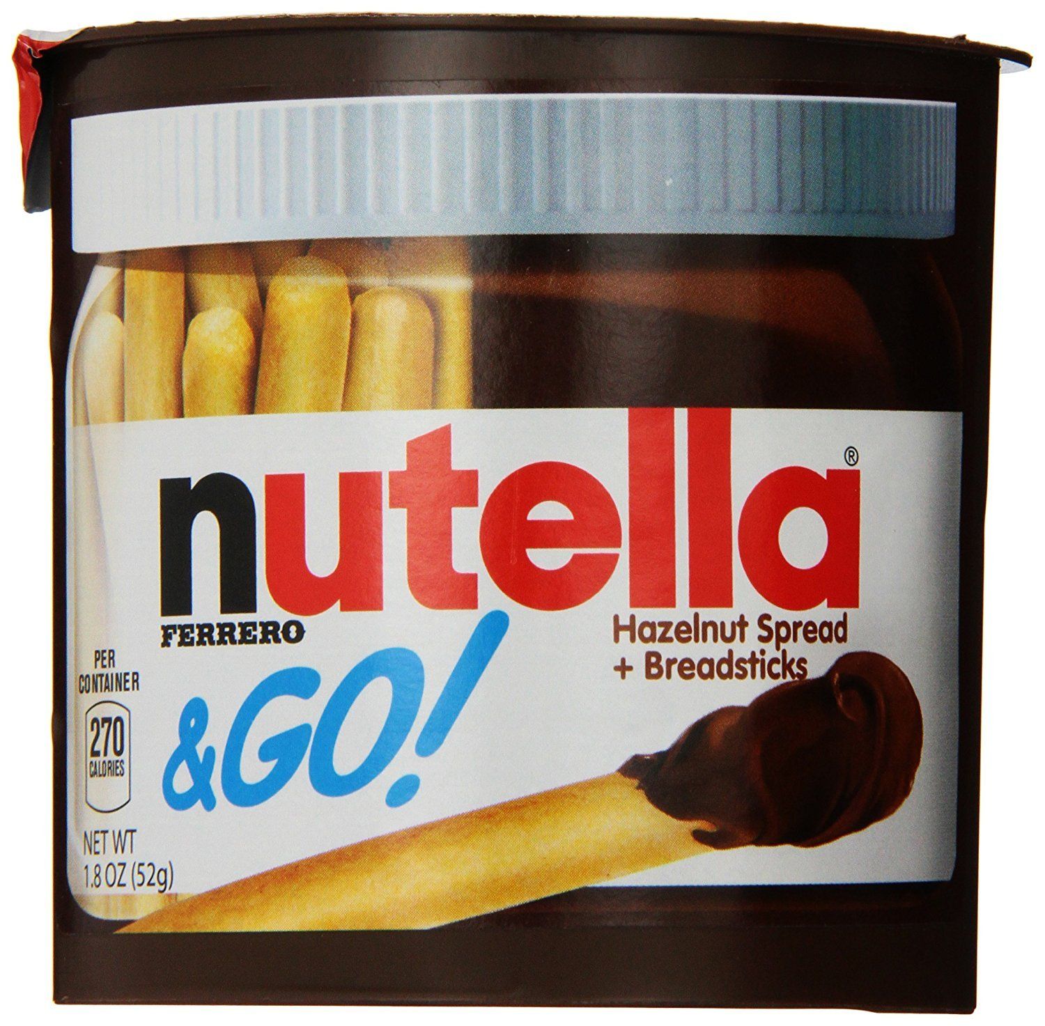 Nutella and Go Snack Packs, Chocolate Hazelnut Spread with Breadsticks, Perfect Bulk Snacks for Kids&#39; Lunch Boxes, 1.8 Ounce, Pack of 48