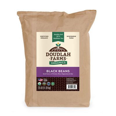 Organic Dried Black Beans 25lb Bulk by Doudlah Farms - Farmed From Regenerative Soil | Tested Clean Certified | Vegan, Non-GMO, Grown In USA - Fiber &amp; Protein for Soups, Burritos, Salads, and Chili