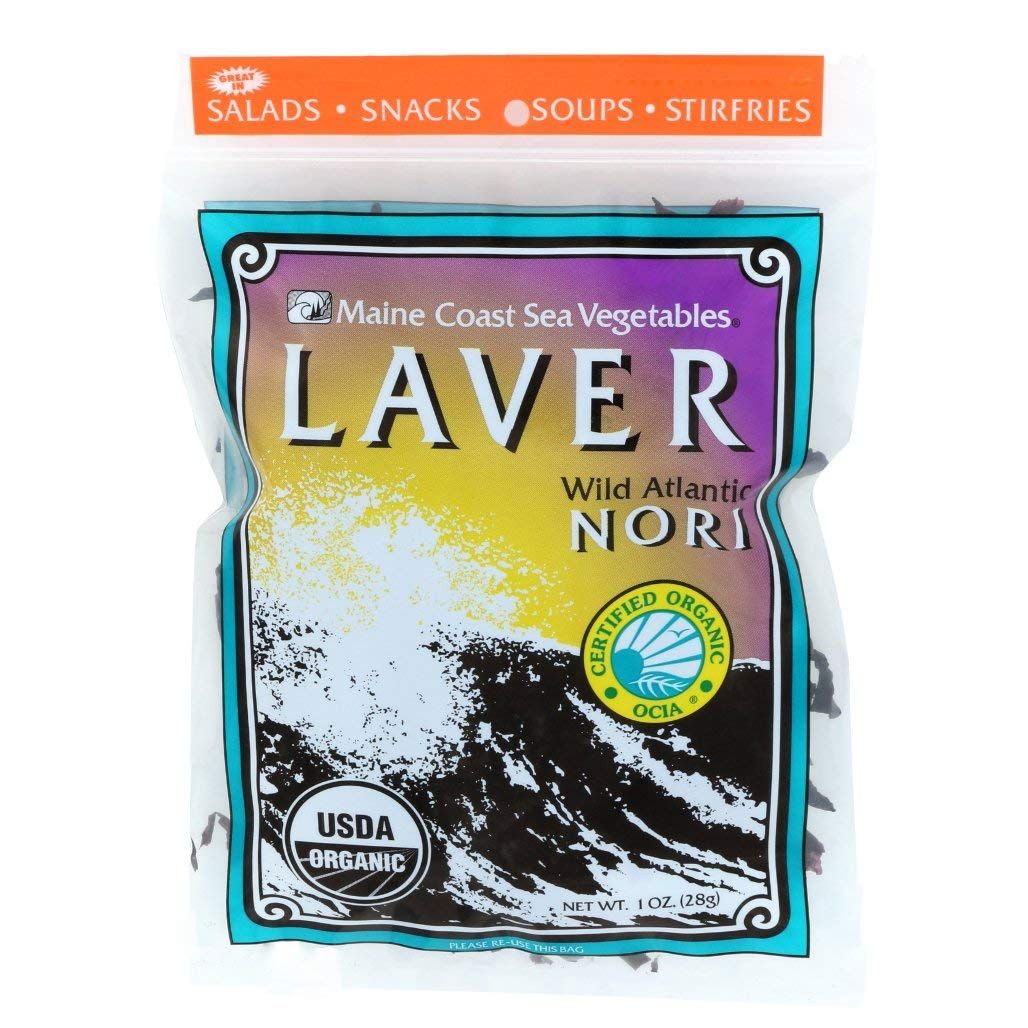 Maine Coast Sea Vegetables - Laver Whole Leaf Seaweed - 1 oz Bag - Wild Atlantic Nori - Organic