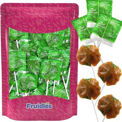 Fruidles Caramel Apple Pops Lollipops Suckers, Kosher Certified Dairy, Individually Wrapped (10-Pack)