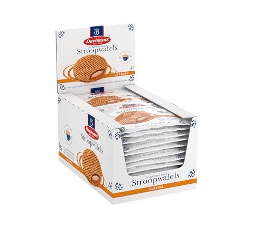 Daelmans Stroopwafel Caramel - The Original Stroopwafels, Toasted Dutch Waffle Cookies w/a Creamy &amp; Buttery Filling, Made In Holland, Individually Wrapped - Caramel Cookie Waffles, 24 Count