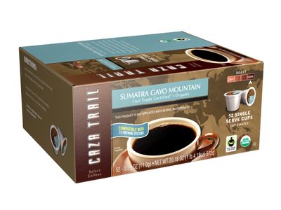 Caza Trail Coffee Organic Sumatra Gayo Mountain, 52 Count(Pack of 1) packaging may vary