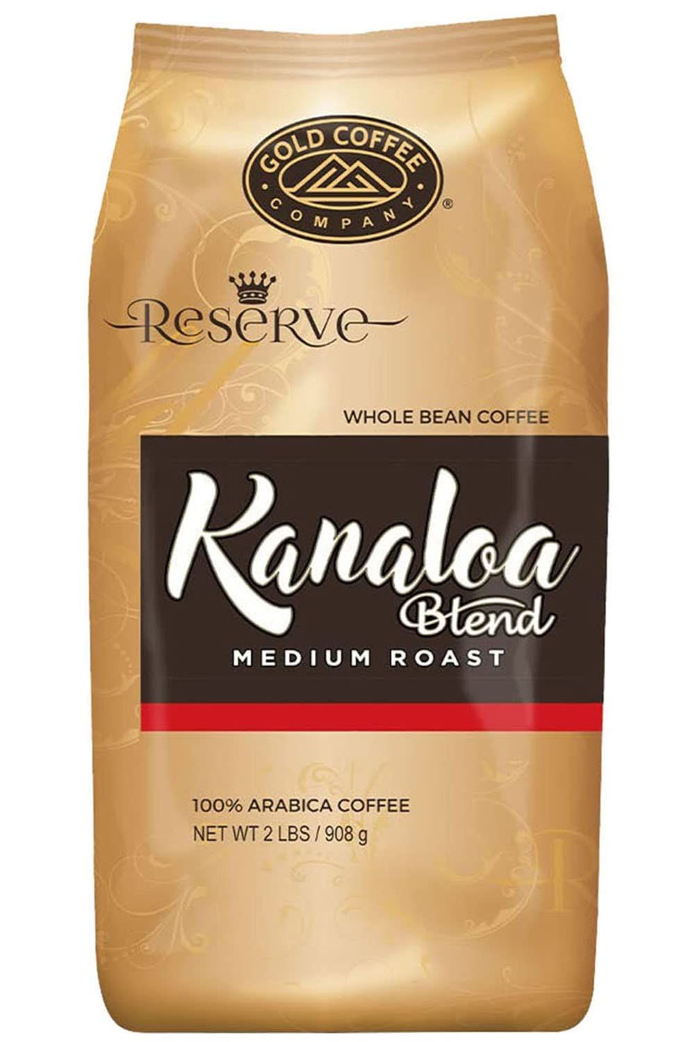 Gold Coffee Kanaloa Blend 2lb Medium Roast Whole Bean Coffee