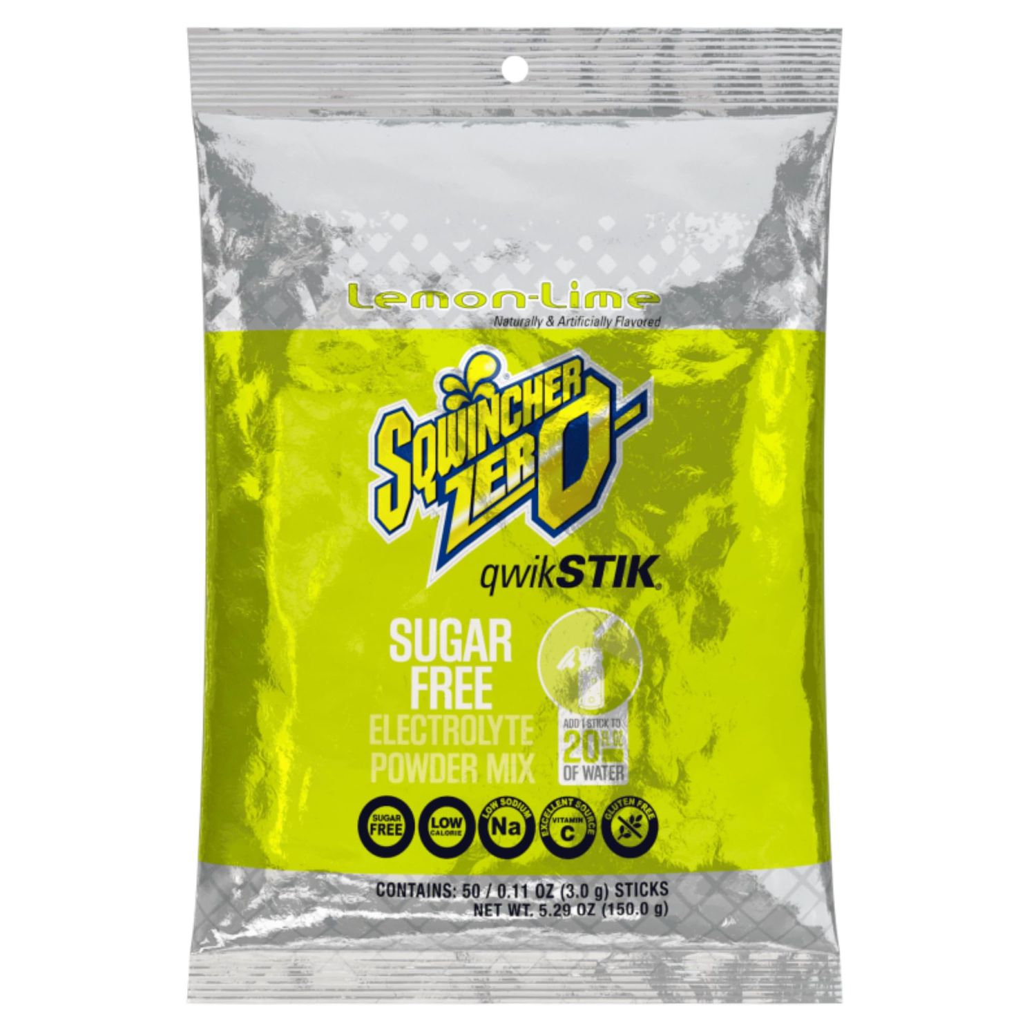 Sqwincher Zero Qwik Stik Sugar Free, Lemon Lime, .11 0z (Pack of 50)