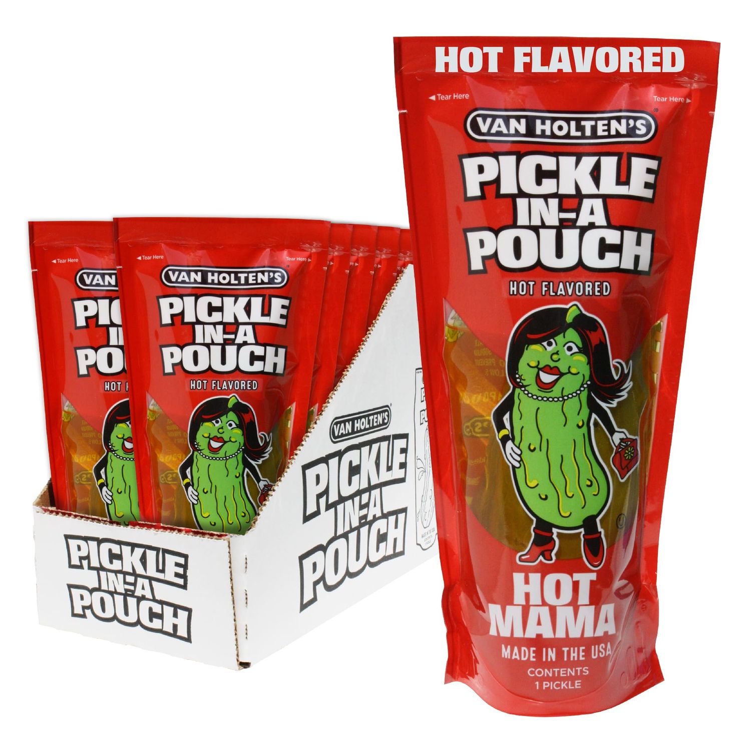 Van Holten&#39;s Pickles - Hot Mama Pickle-In-A-Pouch - 12 Pack
