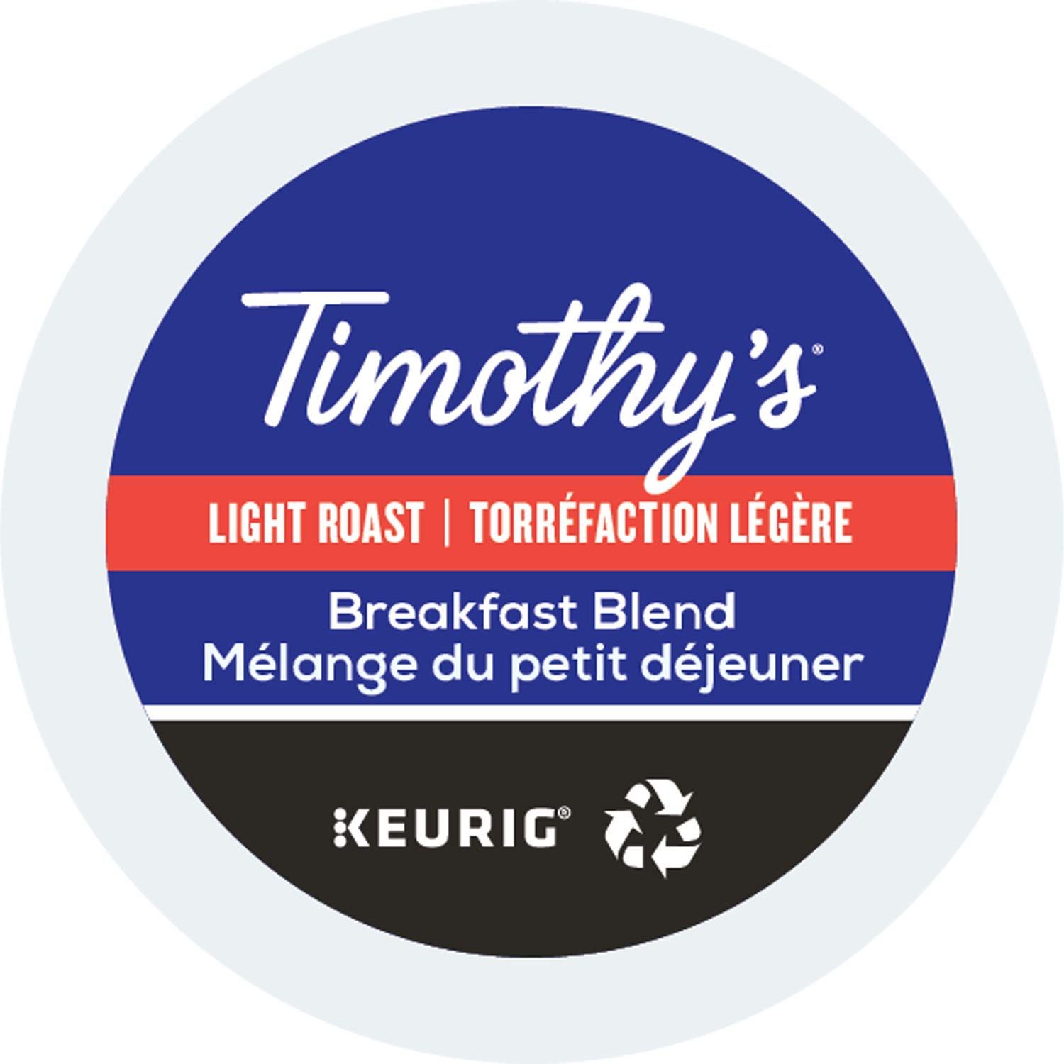 Timothy&#39;s World Coffee, Breakfast Blend, K-Cup Portion Pack for Keurig K-Cup Brewers 24-Count, 8.4 oz, (Pack of 2)