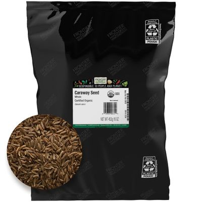 Frontier Co-op Whole Caraway Seed, 1lb Bulk Bag - Warm &amp; Earthy Flavor - Organic Caraway Seeds for Bread, Cooking, Baking &amp; Culinary Dishes, Kosher