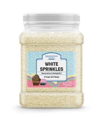 Unpretentious White Sprinkles, 4 Cups, Jimmies, Decorative Dessert Topping, Festive &amp; Fun