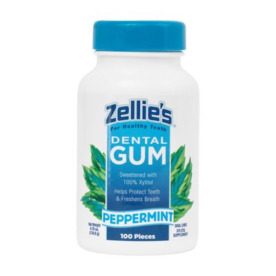 Zellie&#39;s | 100% Xylitol Sugar Free Peppermint Chewing Gum | Peppermint Flavor (100 Count (Pack of 1))