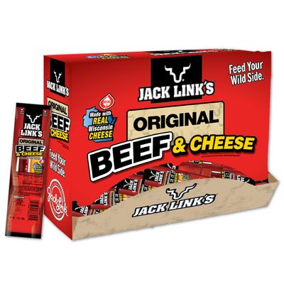 Jack Links Original Beef & Cheese Combo Pack, 1.2 oz., Pack of 48 - Original 100% Beef Stick and Cheese Stick Made with Real Wisconsin Cheese - 7g Protein, Made with Beef Jack Links Original Beef & Cheese Combo Pack, 1.2 oz., Pack of 48 - Original 100% Beef Stick and Cheese Stick Made with Real Wisconsin Cheese - 7g Protein, Made with Beef