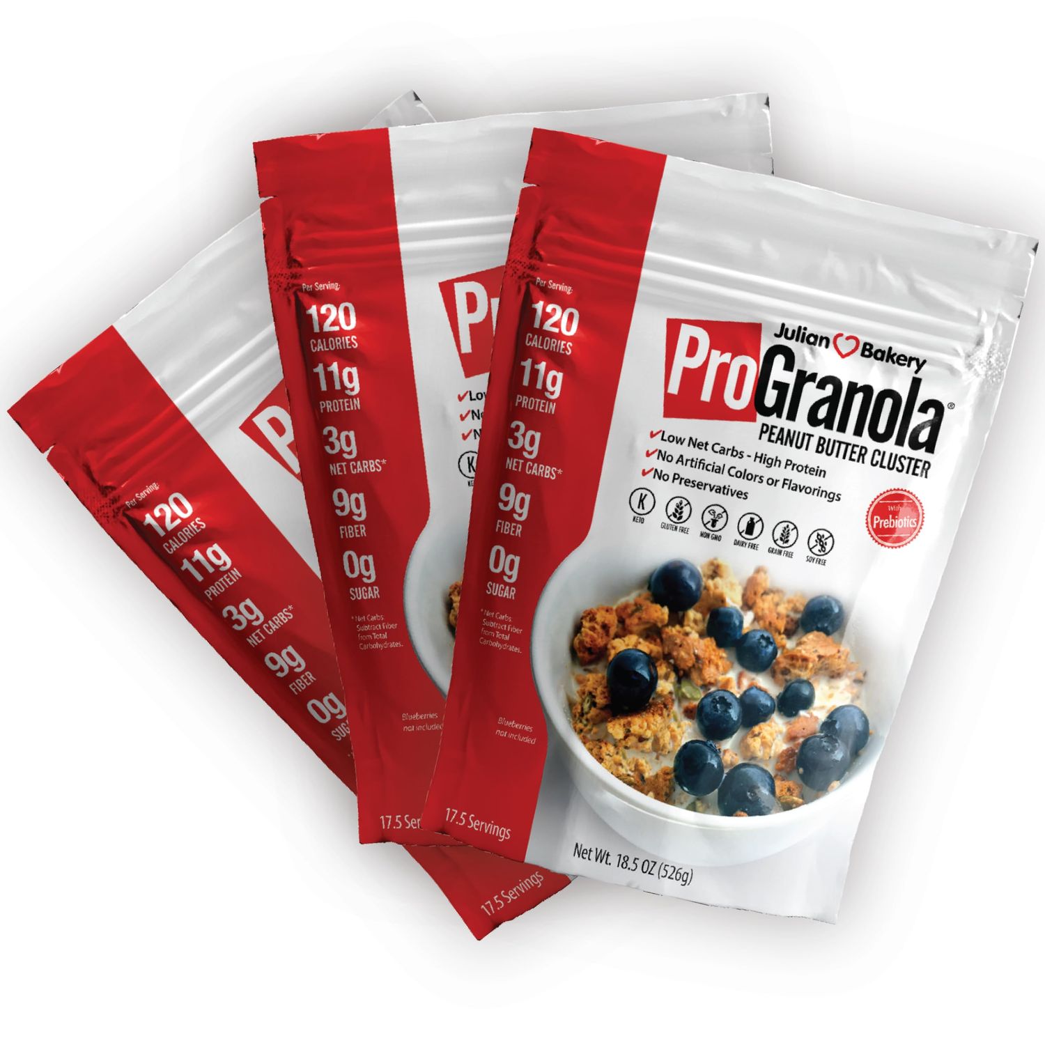 Julian Bakery ProGranola Cereal | Peanut Butter Cluster | 12g Protein | 2 Net Carbs | Gluten-Free | Grain-Free | 3 Pack