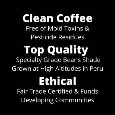 Mold Free Pure Health Coffee - Organic Fair Trade Specialty Grade Low Acid Clean Coffee 12oz (Whole Bean)