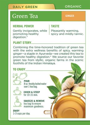 Traditional Medicinals Organic Green Tea Ginger Herbal Tea, Promotes Healthy Digestion, (Pack of 1) - 16 Tea Bags