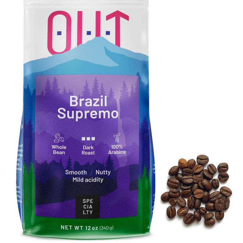 Low Acid Coffee Beans - Dark Roast Espresso Beans Whole - Brazil Single Origin Coffee Whole Bean - 100% Arabica Coffee - Supremo Whole Coffee Beans - Direct Trade - 12 oz