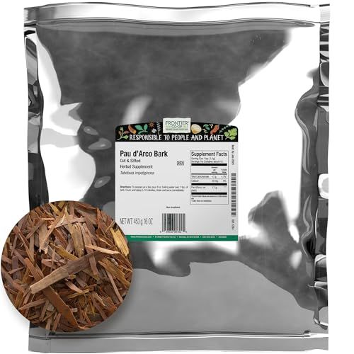 Frontier Co-op Pau d&#39;Arco Bark, Cut &amp; Sifted, Kosher, Non-irradiated | 1 lb. Bulk Bag | Tabebuia impetiginosa (Mart. ex DC.)