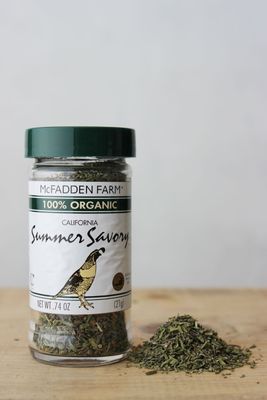McFadden Farm Organic Summer Savory, Dried Herb, Grown and packed in the U.S.A., 0.74 oz. in glass jar