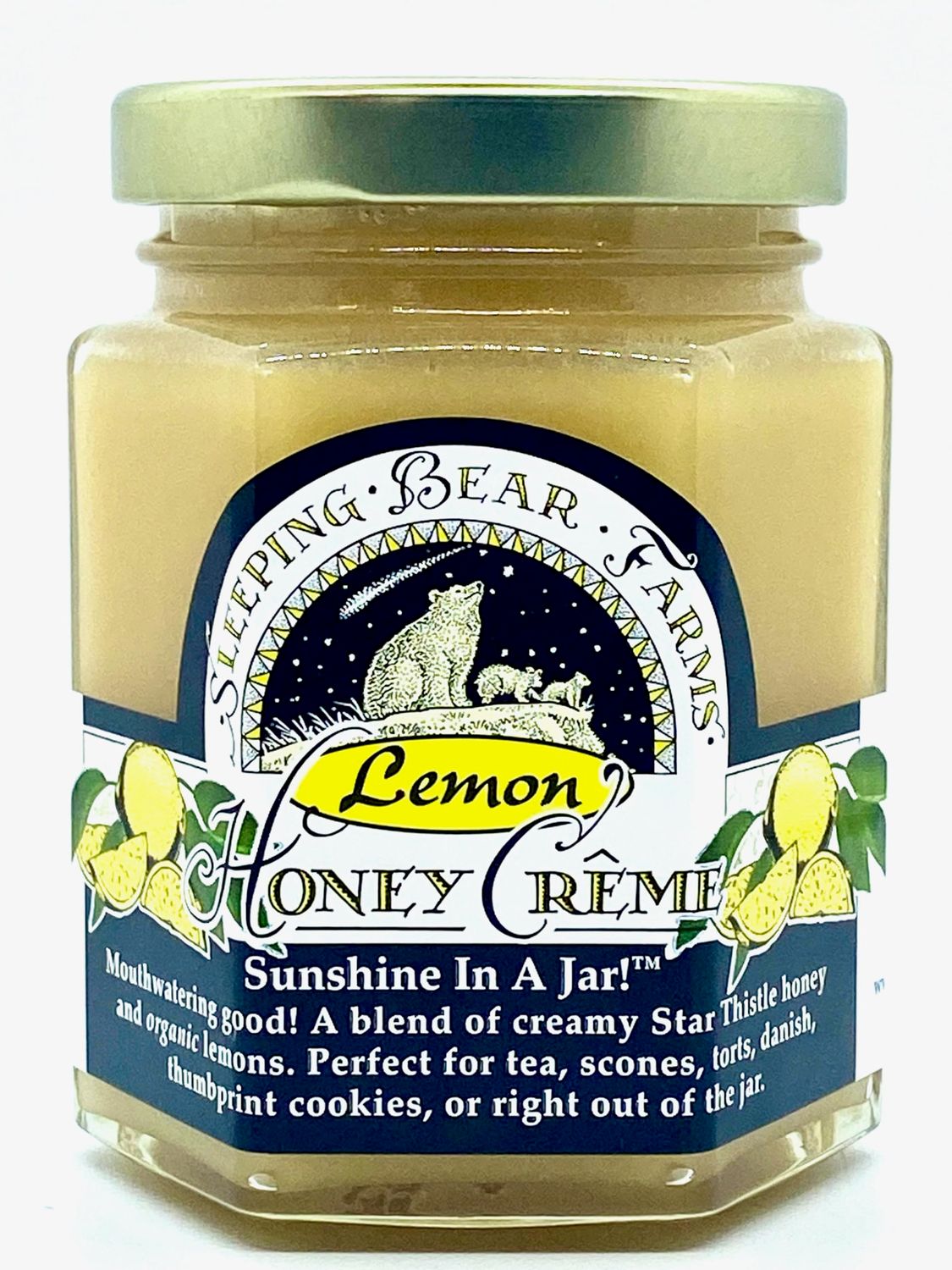 Creamed Honey and Lemon - Lemon Honey Creme 8 oz. Jar with Organic Lemon