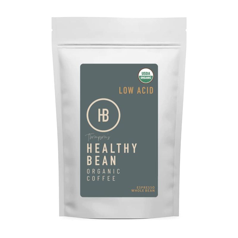 Healthy Bean Coffee - Organic Espresso Beans Whole - Low Acid Whole Bean Coffee, Strong, Rich Flavor Clean &amp; Healthy Coffee - USDA Organic Low Acid Coffee Beans Whole, Mycotoxin Free Coffee, 11oz