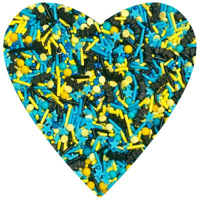 COOL MOM SPRINKLES Blue And Yellow Sprinkles (4 oz.) - Batman Birthday Sprinkles for Decorating Cakes, Cupcakes, Cookies &amp; Desserts - Mixed in the USA/Gluten-Free