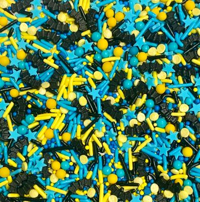 COOL MOM SPRINKLES Blue And Yellow Sprinkles (4 oz.) - Batman Birthday Sprinkles for Decorating Cakes, Cupcakes, Cookies &amp; Desserts - Mixed in the USA/Gluten-Free