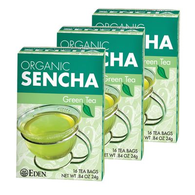 Eden Organic Sencha Green Tea, Japanese, Uji Cha, 16 Unbleached Manila Tea Bags/Box (3-Pack)