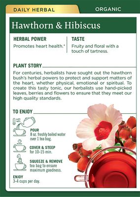 Traditional Medicinals Tea, Organic Hawthorn &amp; Hibiscus, Promotes Heart Health, 96 Tea Bags (6 Pack)