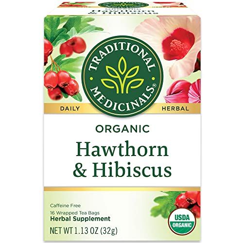 Traditional Medicinals Tea, Organic Hawthorn &amp; Hibiscus, Promotes Heart Health, 96 Tea Bags (6 Pack)