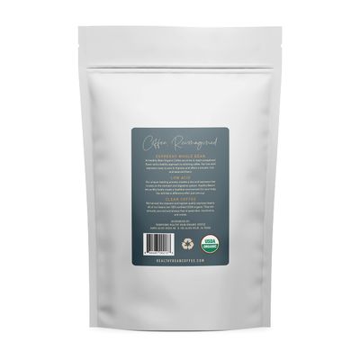 Healthy Bean Coffee - Organic Espresso Beans Whole - Low Acid Whole Bean Coffee, Strong, Rich Flavor Clean &amp; Healthy Coffee - USDA Organic Low Acid Coffee Beans Whole, Mycotoxin Free Coffee, 11oz