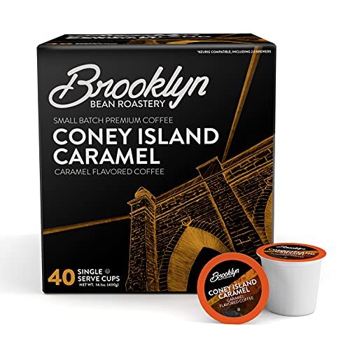 Brooklyn Beans Coney Island Caramel Gourmet Coffee Pods - Compatible with Keurig K Cup Brewers Including 2.0 Machines, 40 Count, Rich and Creamy Caramel