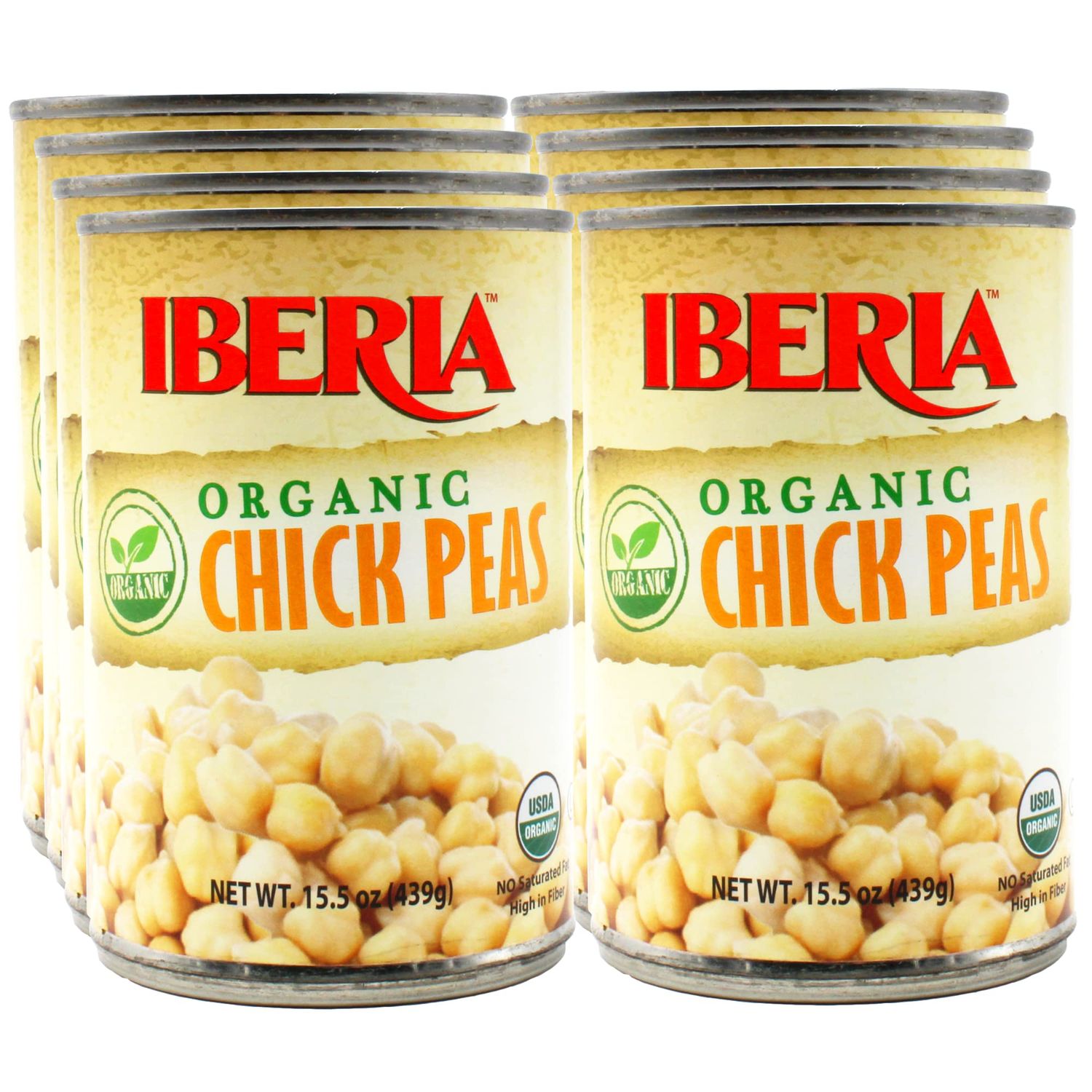 Iberia Organic Chickpeas, 15.5 oz (Pack of 8)