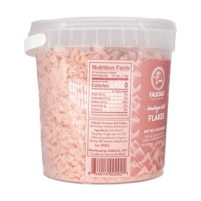FALKSALT | Pink Himalayan Flakes 1.32lb Resealable Tub | Gourmet Finishing Salt | Handcrafted, Kosher, Gourmet Salt