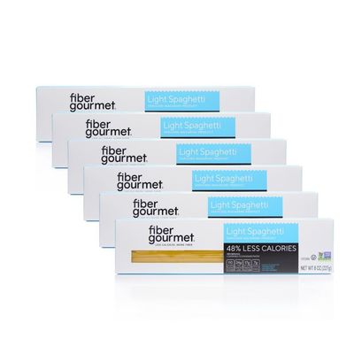 Fiber Gourmet Pasta | Light Spaghetti Pasta | Low Net Carb, Fiber-Rich, Low Calorie Healthy Pasta | Made in Italy, Kosher, Vegan, Non-GMO | 8 Oz, Pack of 6