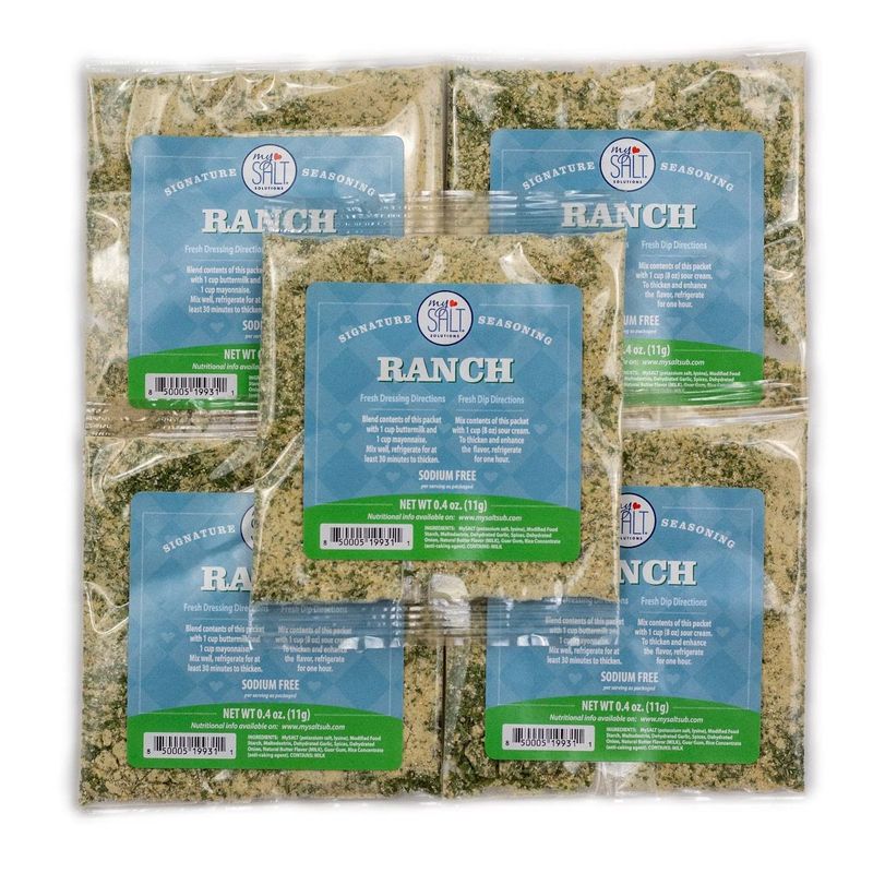 MySALT Ranch Restaurant Style Salad Dressing &amp; Seasoning Mix, Sodium Free, 5 Pack