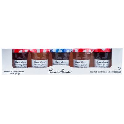 Bonne Maman Preserves Sampler Variety Pack (Apricot, Cherry, Orange, Red Currant, Strawberry), 1.76 Ounce Jars (Pack of 5)