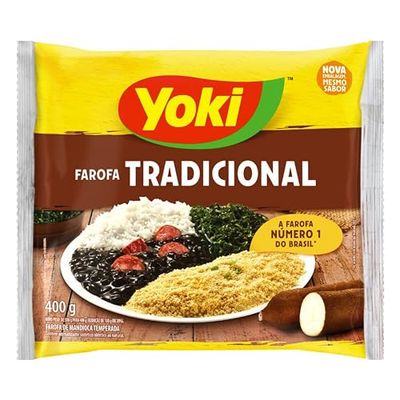 Yoki - Seasoned Cassava Flour - 14 Oz - Farofa De Mandioca Pronta Temperada 400 Grams