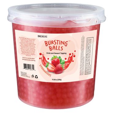 Strawberry Boba Pearls, Strawberry Popping Boba Bursting Boba, Strawberry Bubble Tapioca Pearls For Bubble Tea (Strawberry, 7 LB 1 Pack)