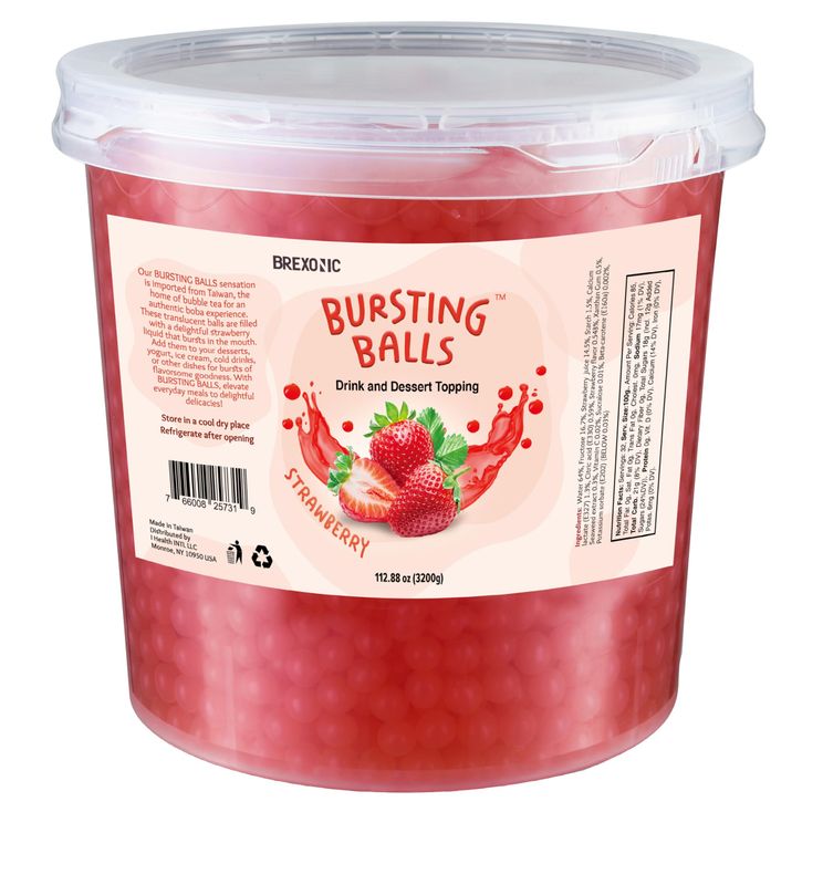 Strawberry Boba Pearls, Strawberry Popping Boba Bursting Boba, Strawberry Bubble Tapioca Pearls For Bubble Tea (Strawberry, 7 LB 1 Pack)
